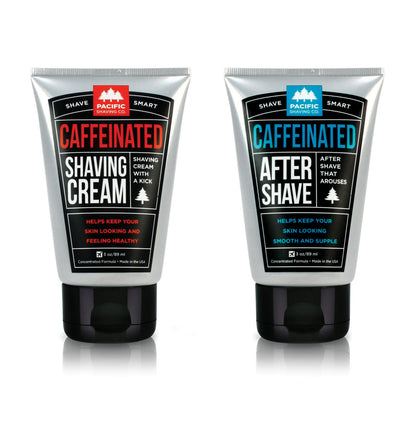 Caffeinated Shaving Set by Pacific Shaving Company. This outstanding aftershave moisturizer utilizes the many benefits of naturally-derived caffeine to help liven up your morning shave routine. It will give you an exceptional shave, help reduce the appearance of redness, and keep your skin looking and feeling healthy all day. It may not replace your morning coffee, but it will give a little extra kick to your morning routine. A little goes a long way.