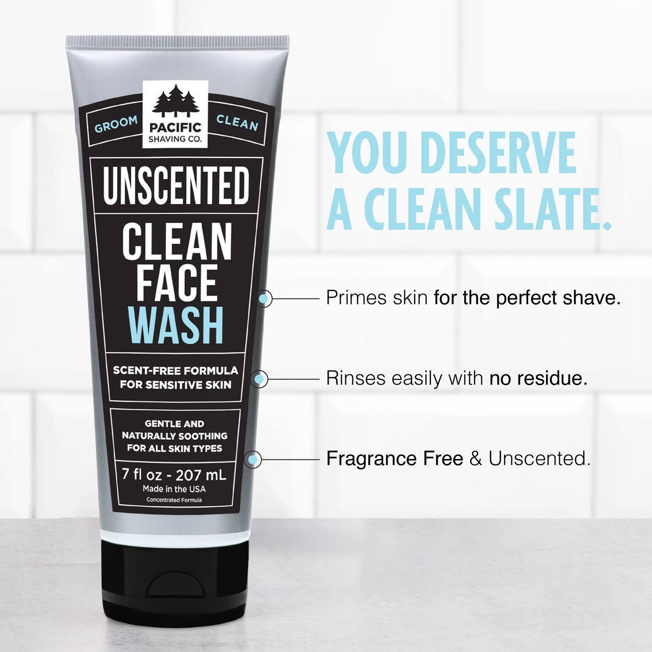 Unscented, Clean Face Wash, Unscented, Clean Shave Cream, Unscented, Clean Face Lotion