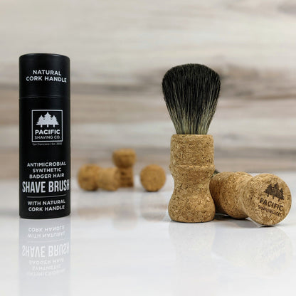 Limited Edition, Antimicrobial, Synthetic Badger Hair Shaving Brush - with Cork Handle