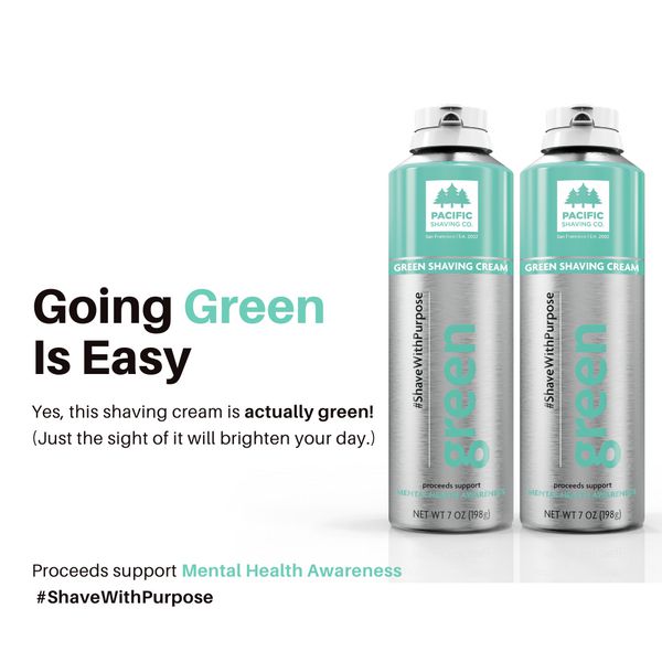 (2-PK) GREEN SHAVING CREAM | MENTAL HEALTH AWARENESS-Pacific Shaving Company