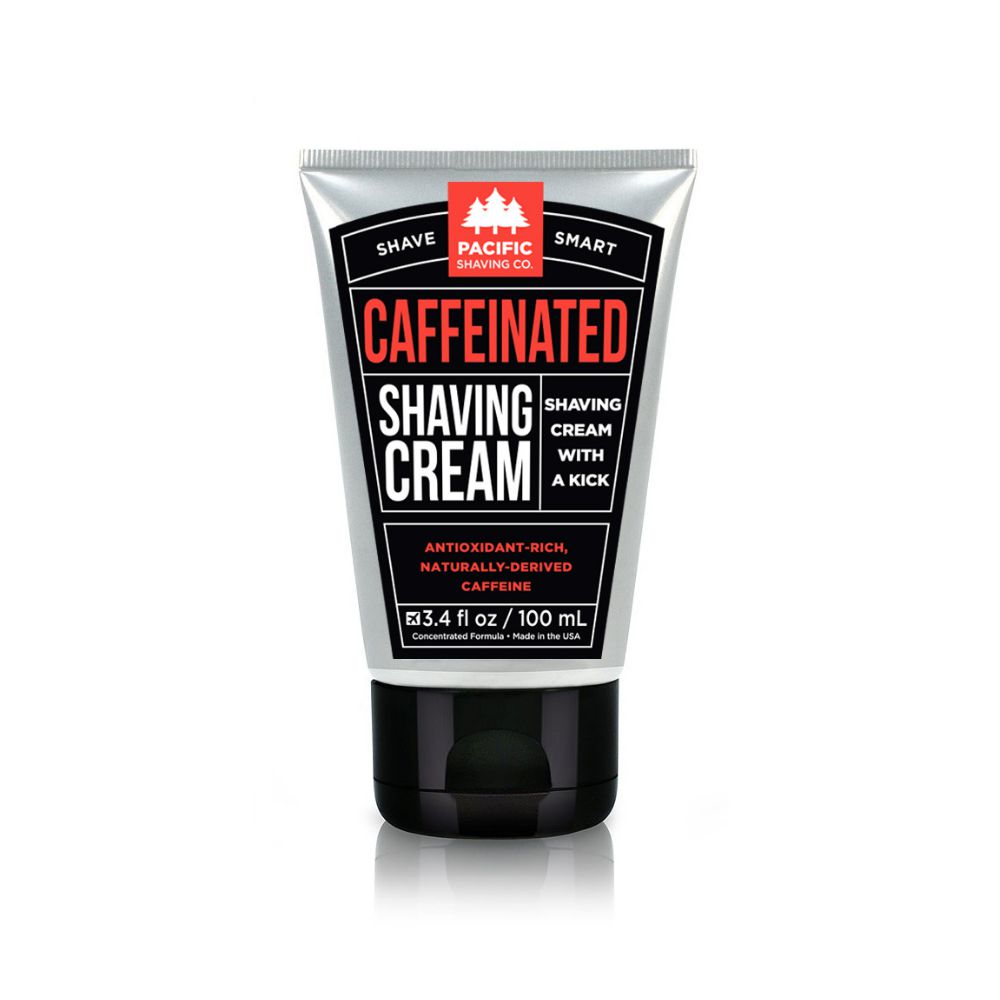 Caffeinated Shaving Cream by Pacific Shaving Company. This outstanding aftershave moisturizer utilizes the many benefits of naturally-derived caffeine to help liven up your morning shave routine. It will give you an exceptional shave, help reduce the appearance of redness, and keep your skin looking and feeling healthy all day. It may not replace your morning coffee, but it will give a little extra kick to your morning routine. A little goes a long way.