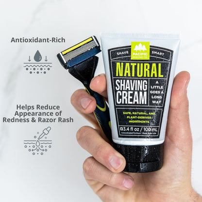 Natural Shaving Cream by Pacific Shaving Company. With natural and certified organic ingredients, our unique, low-lather formula is about to become your skin's best friend.