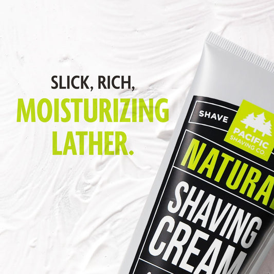 Natural Shaving Cream by Pacific Shaving Company. With natural and certified organic ingredients, our unique, low-lather formula is about to become your skin's best friend.